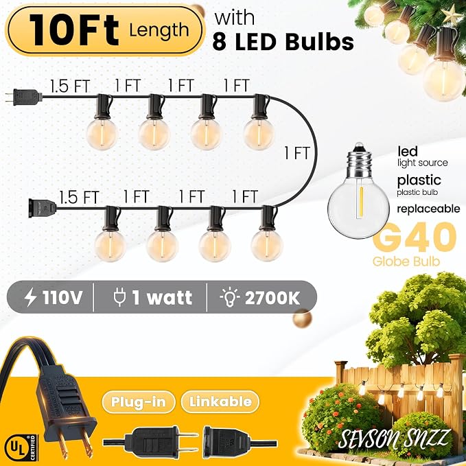 10FT Outdoor String Lights - Image 4