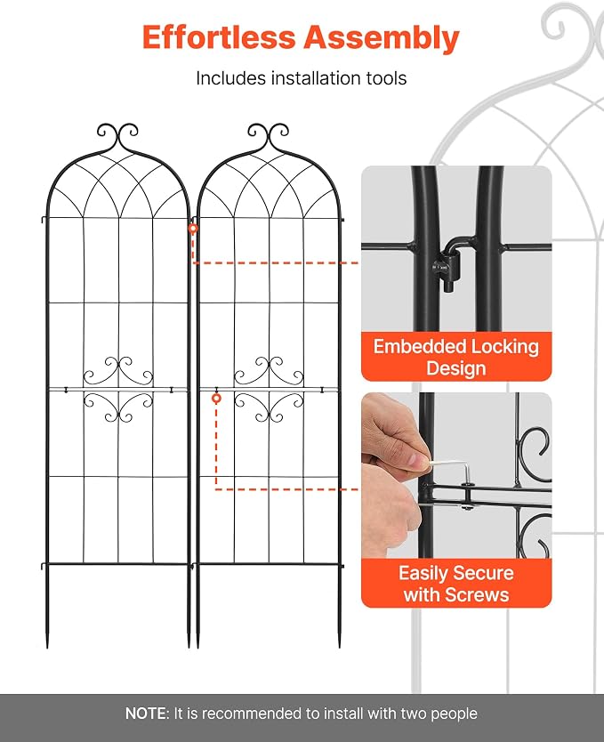 VEVOR Garden Trellis, 71 x 20 inch Rose Trellis, 2 Packs Garden Flower Rose - Image 4