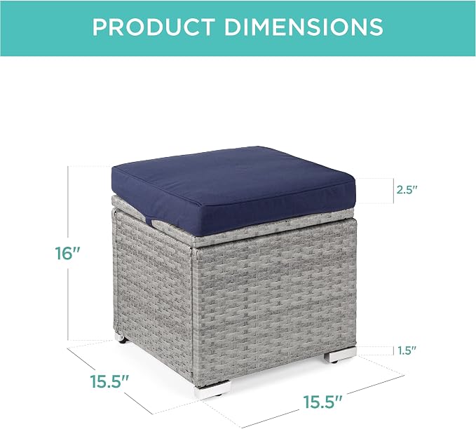Best Choice Products Set of 2 Wicker Ottomans, Additional Seating, Side Table - Image 3