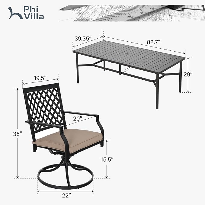 PHI VILLA 9 Pieces Outdoor Dining Set - Image 9