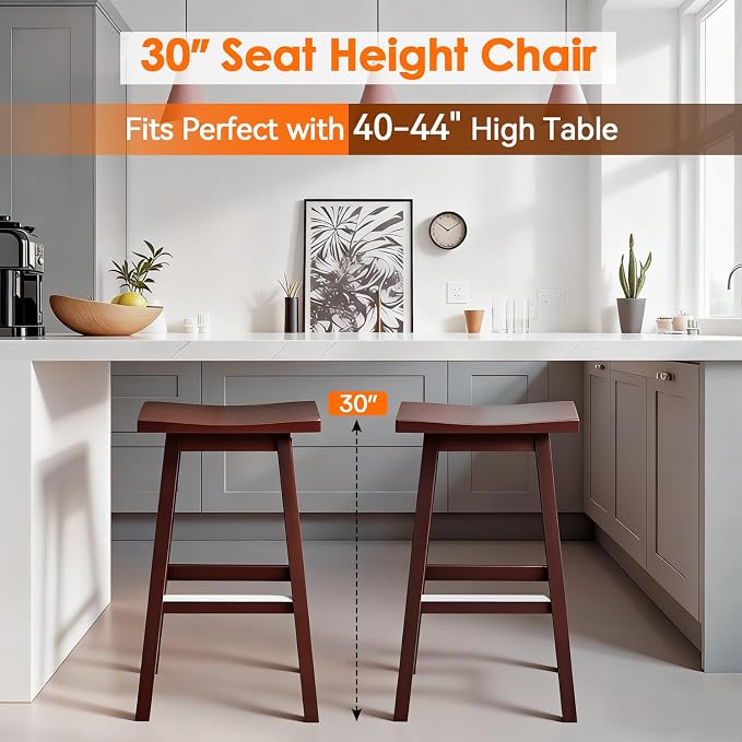 PayLessHere Bar Stools Set of 2, Saddle Stools 30 Inch Heigh, Bar Chairs Seat - Image 4