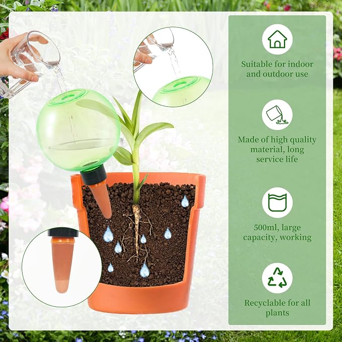 6pcs Large Plant Self Watering Globes, 17.5 oz Plastic Water Bulbs Top Fill - Image 4