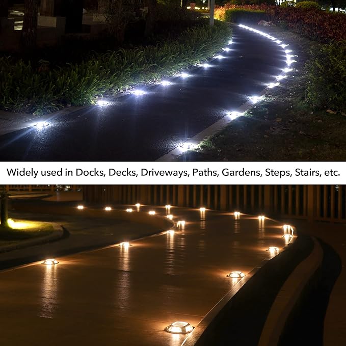 AGPTEK Solar Driveway Lights Outdoor 16 Pack, 2 Color Modes LED Deck Dock - Image 6
