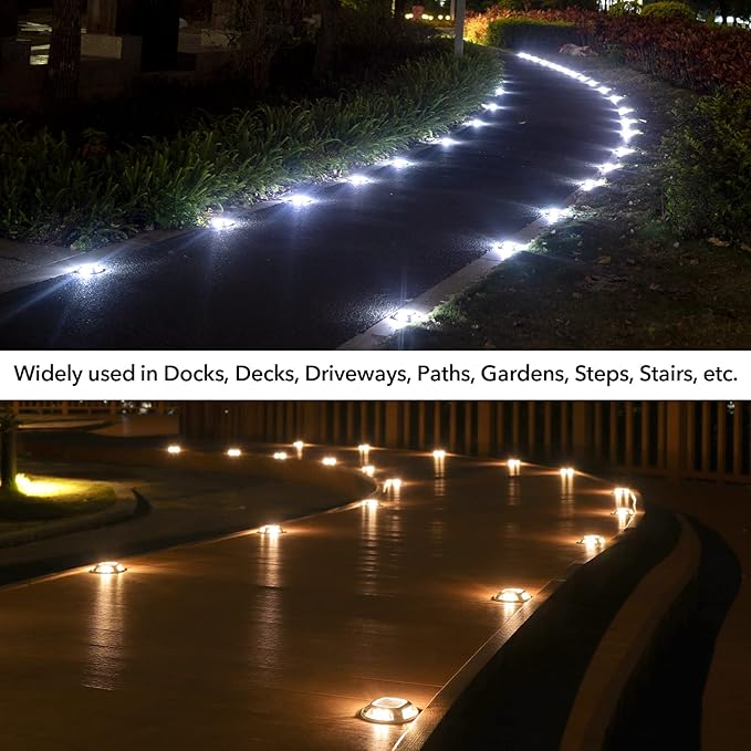 AGPTEK Solar Driveway Lights Outdoor 24 Pack, 2 Color Modes LED Deck Dock - Image 6