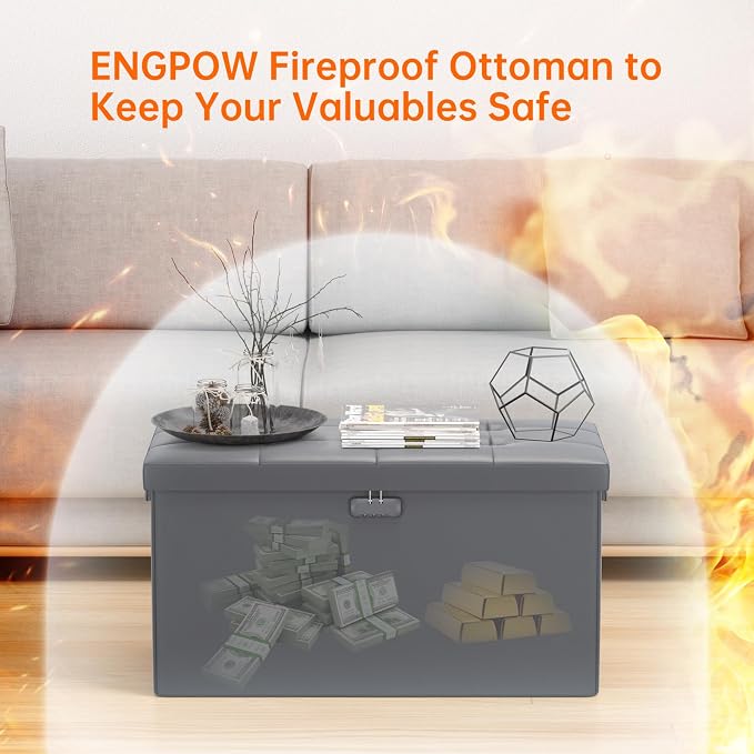 ENGPOW Storage Ottoman Bench, Fireproof Folding Bench - Image 6