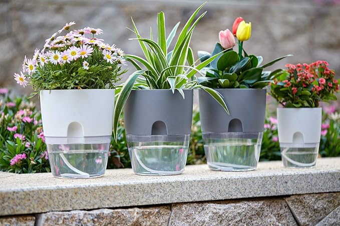 6/4.1/3.2 Inch Self Watering Planter Pots, 5 Pack African Violet Pots - Image 3