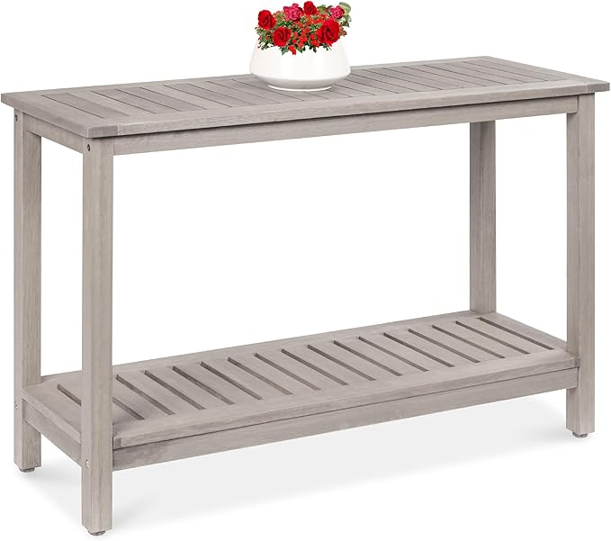 Best Choice Products 48in 2-Shelf Eucalyptus Wooden Console Table Indoor by BestChoiceProducts