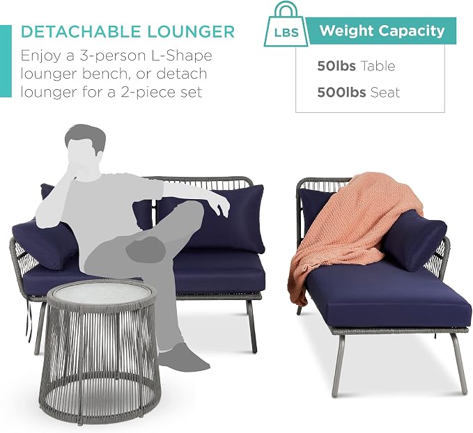 Best Choice Products Outdoor Rope Woven Sectional Patio Furniture L-Shaped - Image 5