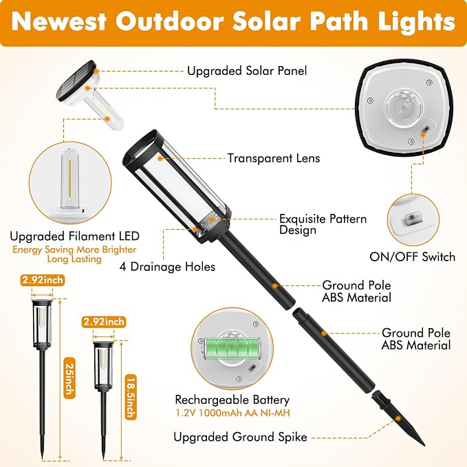 Solar Pathway Lights Outdoor 4 Packs, Bright Solar Path Light Outside Waterproof - Image 7
