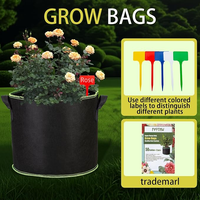 3-Pack 15 Gallon Plant Grow Bags, Thickened Nonwoven Fabric Pots - Image 4