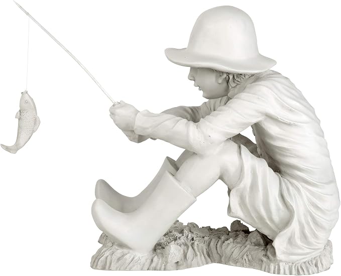 Design Toscano Gone Fishing Fisherman Boy Garden Statue, 17 Inch Tall, Cast - Image 4