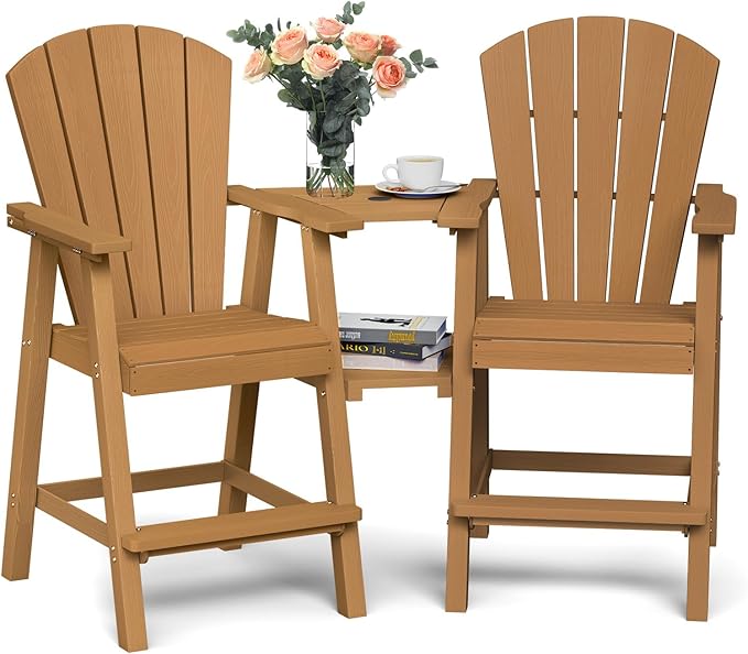 Ciokea Tall Adirondack Chairs Set of 2, HDPE Outdoor High Adirondack Chair by CIOKEA