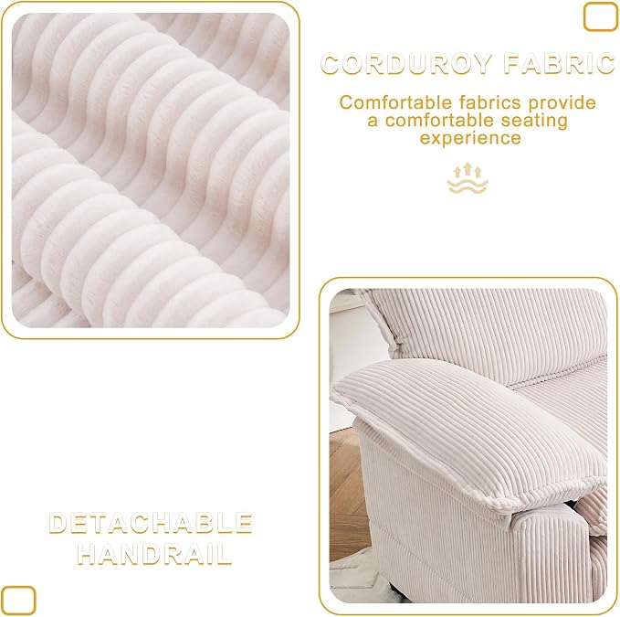 46.9" W Oversized Chair with Ottoman, Corduroy Upholstered Chaise Lounge Chair - Image 5
