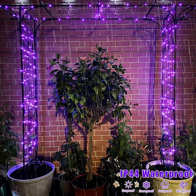 QITONG 4 Pack Solar Fairy Lights, Each 33ft 100 LED Purple Christmas String - Image 5