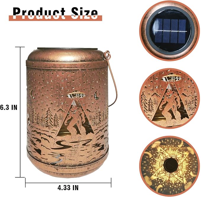 Bigfoot Solar Lanterns Outdoor Waterproof Hanging Lights UFO Sasquatch Gifts - Image 6