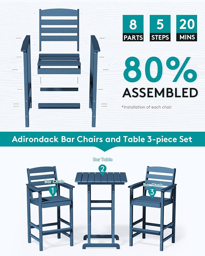 SERWALL 6 Pieces Outdoor Patio Bar Set - Image 6