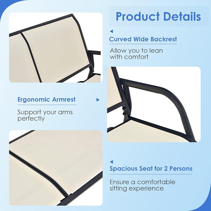 Giantex Swing Glider Chair 48 Inch - Image 7