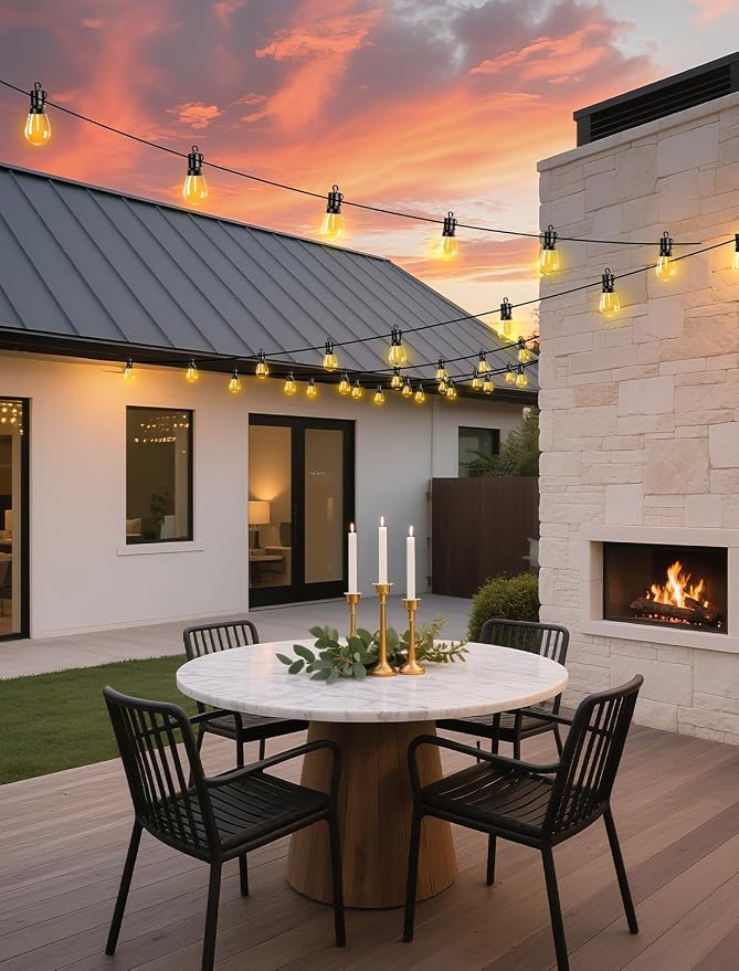 Outdoor Patio String Lights: S14 Shatterproof Bulb Outside Waterproof Light - - Image 9