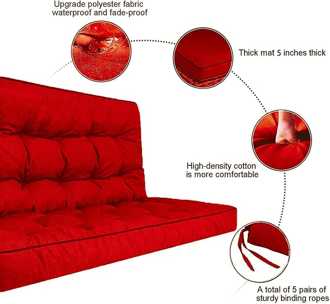 Outside Benches Cushion with Backrest, Thicken Waterproof Swing Cushions 2/3 - Image 2