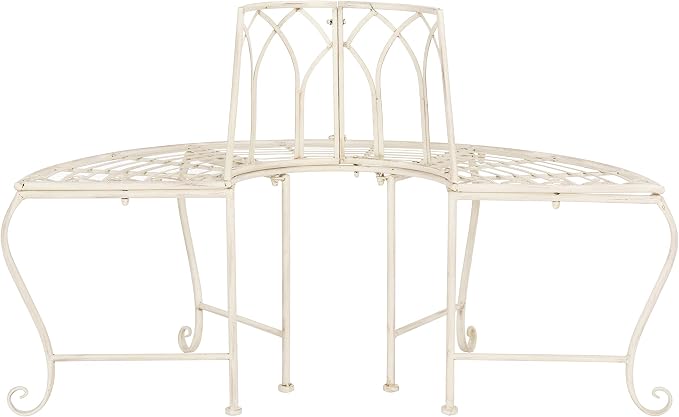 SAFAVIEH Outdoor Furniture Collection – Abia Antique White Distressed Wrought - Image 5