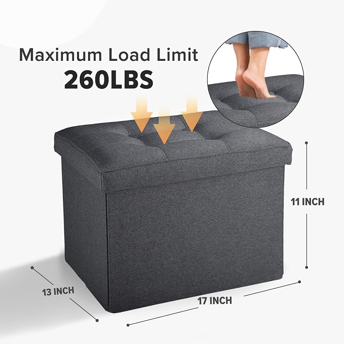 LINMAGCO Small Storage Ottoman Stool Foot Rest Stool Under Desk Stool Short - Image 2