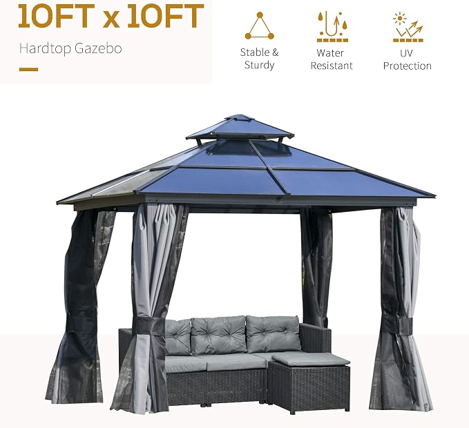 Outsunny 10' x 10' Hardtop Gazebo Canopy - Image 3