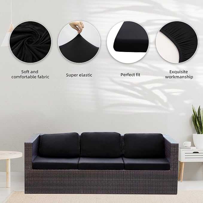 8Pcs Stretch Patio Cushion Covers, Outdoor Couch Covers Replacement, Outdoor - Image 3