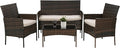 PayLessHere 4 Pieces Patio Furniture Set Rattan Outside Furniture Wicker Sofa by PayLessHere