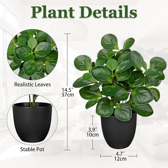 14.5" Artificial Plants Indoor Home Decor, Fake Potted Silk Plants - Image 2