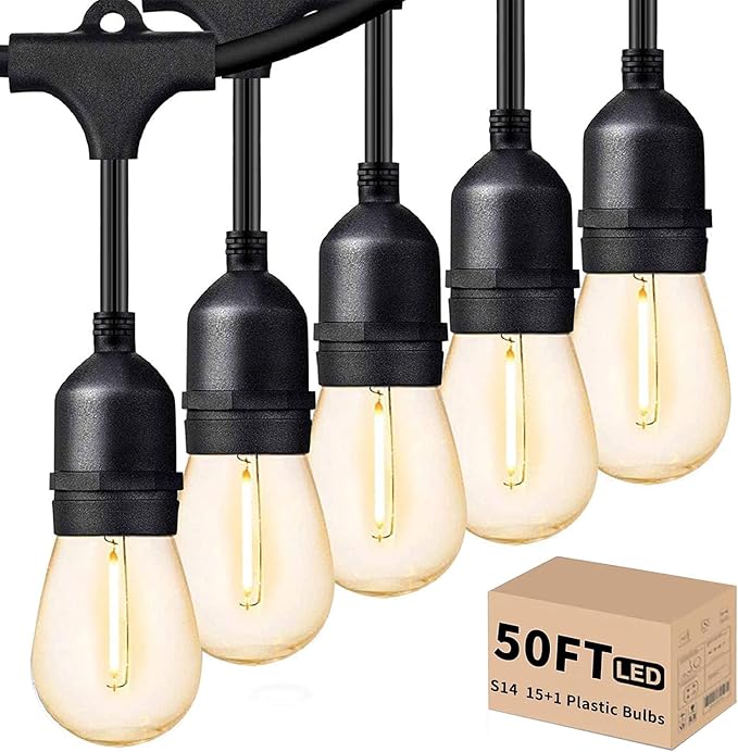 Svater Outdoor Led String Lights 50FT, Patio Lights by Svater
