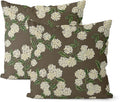 Brown Spring Pillow Covers 20x20 Inch 2 Pcs Green Yellow Hydrangea Flower Decor by DAFENA