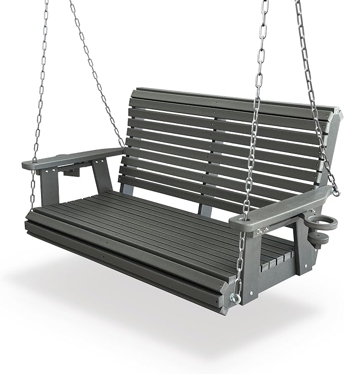 HDPE Porch Swing with 18/8 Stainless Steel Bolts, Ergonomic Design, Ultra by FortuneCandy