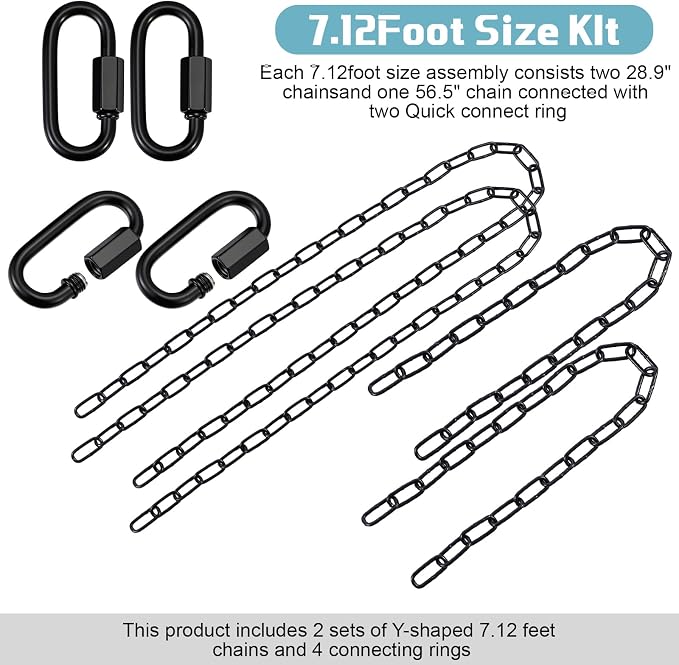 Heavy Duty Porch Swing Hanging Chain Kit 1500 Lbs Capacity, 4 Quick Links & 2 - Image 3