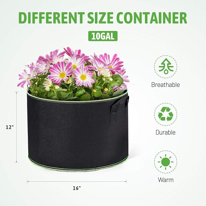 Delxo 10 Gallon Grow Bags 10 Pack - Image 2