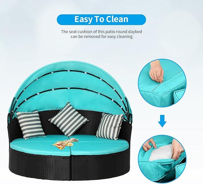 Outdoor Round Daybed Wicker Outdoor Furniture Patio Furniture - Image 3