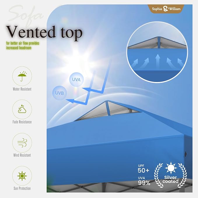 Sophia & William Canopy Tent Pop Up 10x10 ft One Person Push Set Up Tent - Image 7