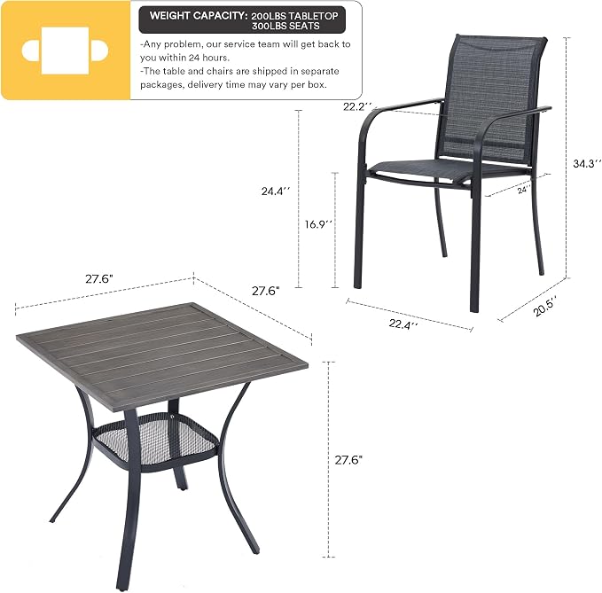 VICLLAX 3 Pieces Patio Dining Set - Image 2