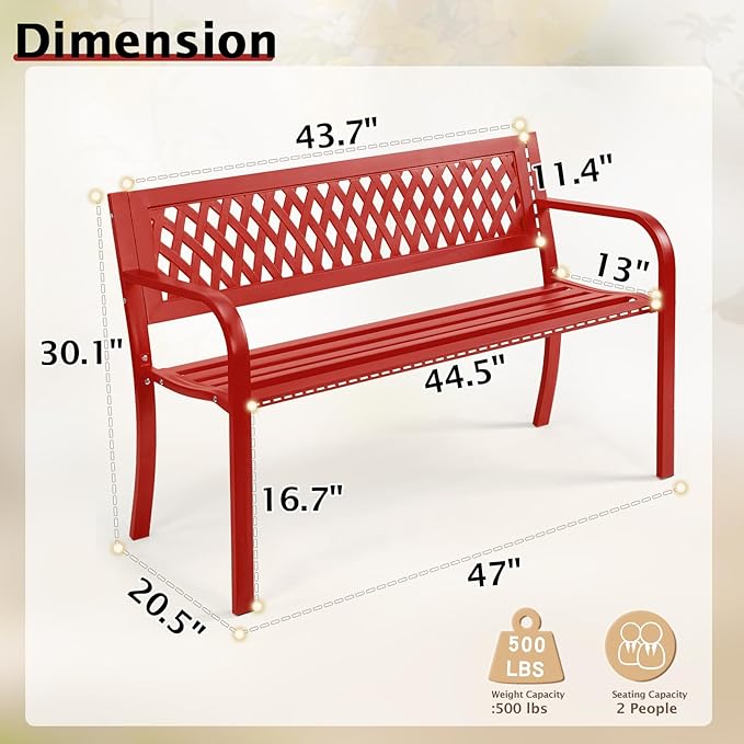 Outvita Outdoor Bench, Patio Bench - Image 3