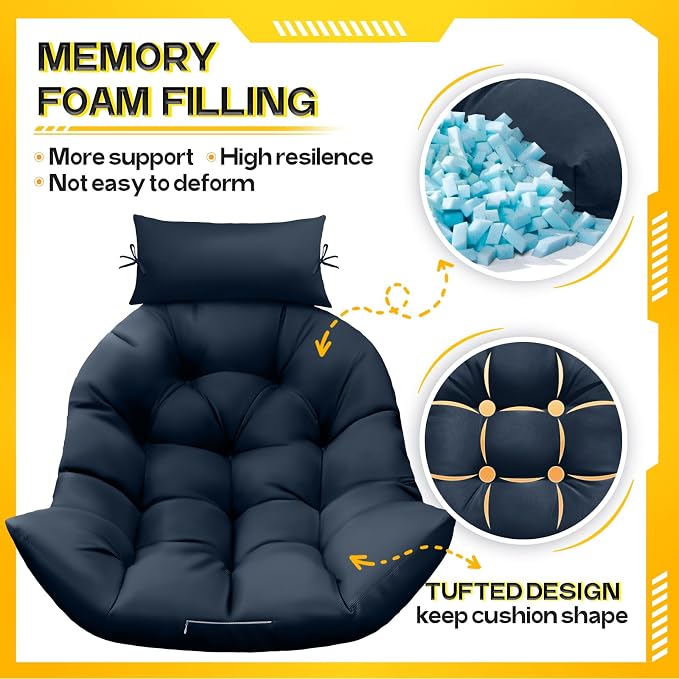 MAGIC ELEPHANT Egg Chair Cushion, Memory Foam Hanging Egg Chair Cushion - Image 2