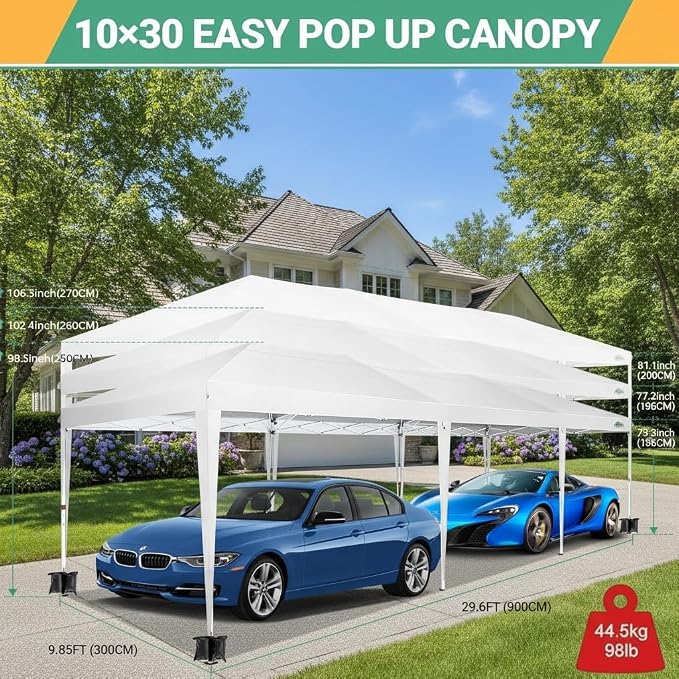 COBIZI 10x30 Pop Up Canopy Tent Commercial Instant Shelter - Image 5