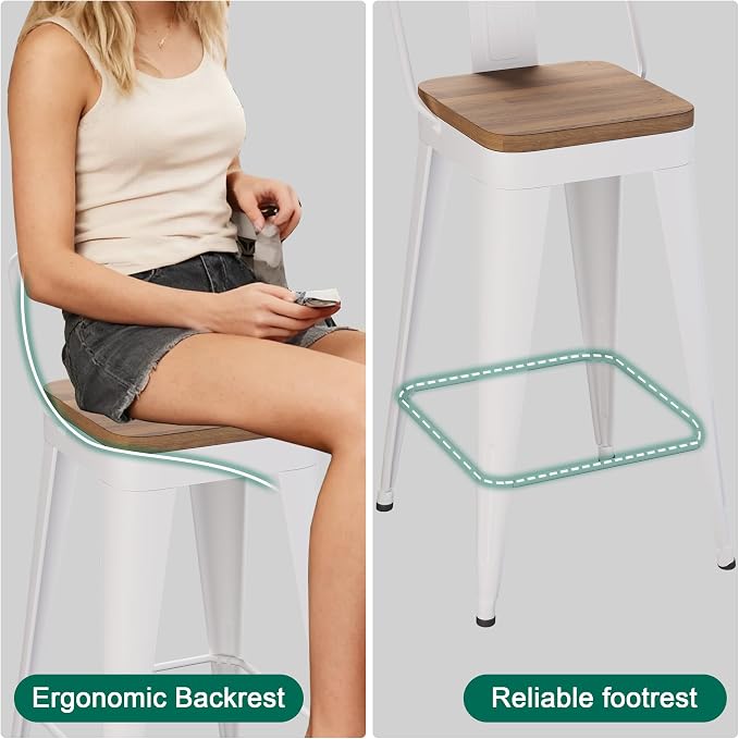 WENTMENT Metal Bar Stools Set of 4 Counter Height Bar Stools Barstools - Image 8