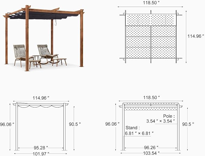 PURPLE LEAF 10' x 10' Outdoor Retractable Pergola - Image 8