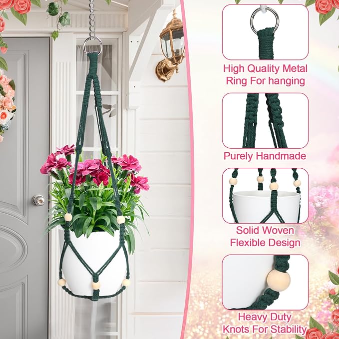 Hoteam 12 Pcs Macrame Plant Hangers Macrame Hanging Planters - Image 3