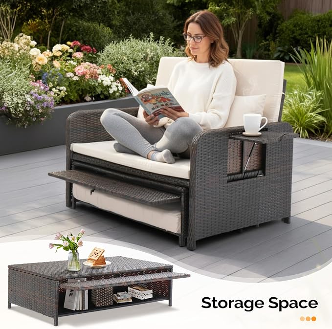 VINGLI Patio Daybed, Wicker Outdoor Daybed - Image 7