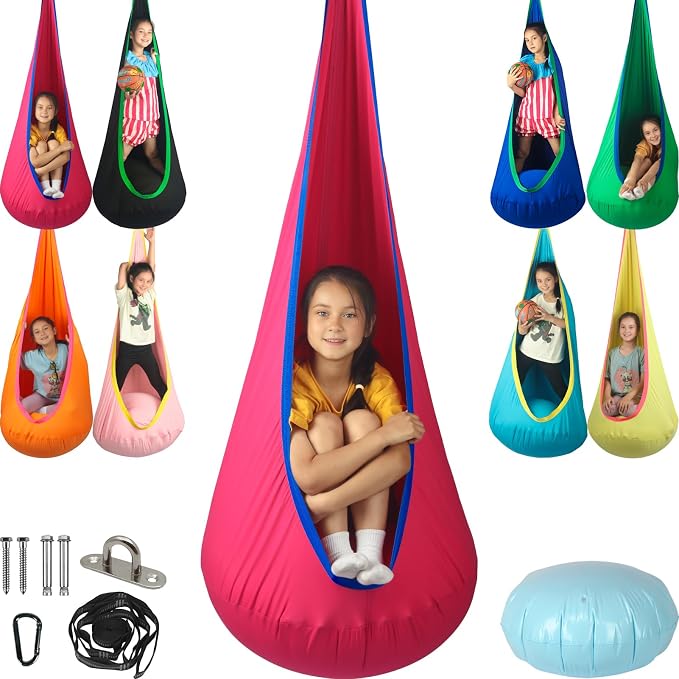Kids Pod Swing Seat, Max 300 Lbs, Child Sensory Swing Chair Indoor & Outdoor by HiChrote