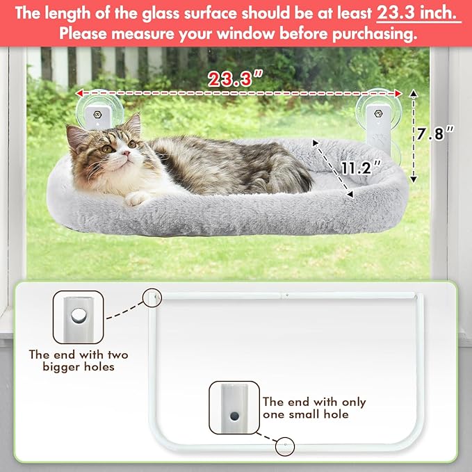 AMOSIJOY Cordless Cat Window Perch, Cat Hammock - Image 2