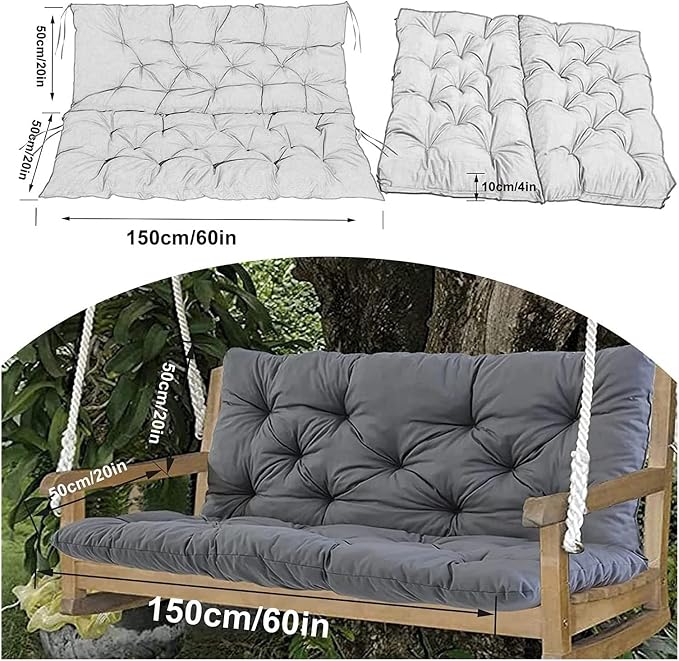 Outdoor Porch Swing Cushions, 2-3 Seater, Foam Filled, Waterproof, 4in Thick - Image 7