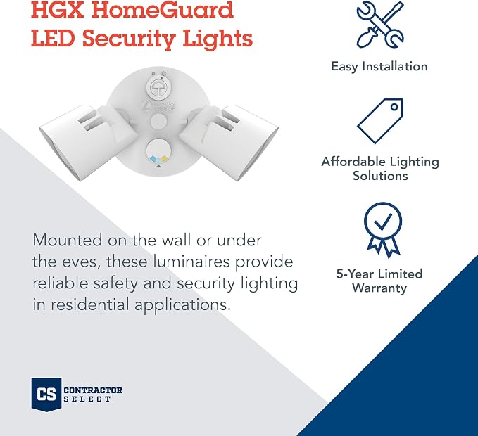Lithonia Lighting HomeGuard 2-Light LED Outdoor Flood Lights, Outdoor LED Lights - Image 2