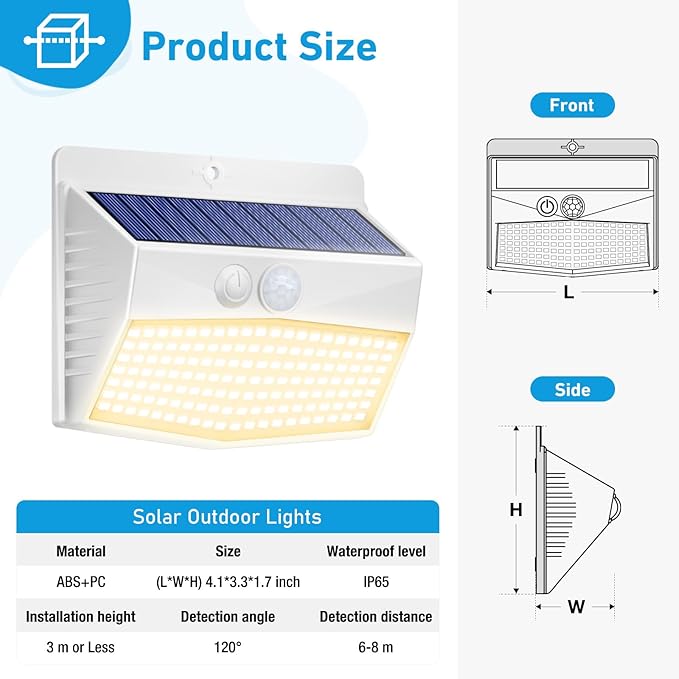 Peasur 6 Packs Solar Outdoor Lights Motion Sensor, Solar Security Lights - Image 6