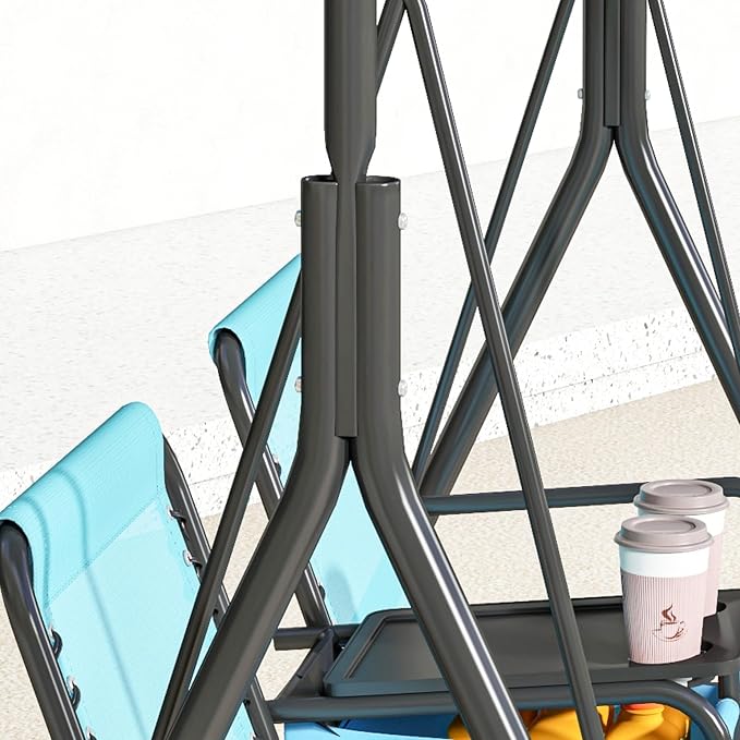 Outsunny 2-Seat Patio Swing Chair, Outdoor Canopy Swing Glider - Image 9